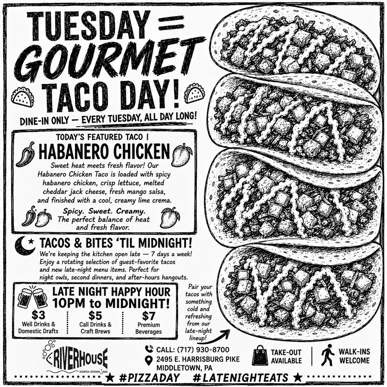 Tuesday gourmet taco special